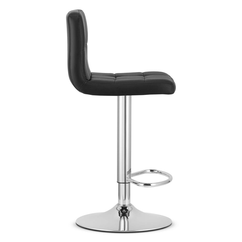 Scaun Bar Pramas Piele Ecologica Negru, Baza Cromata - imagine 3