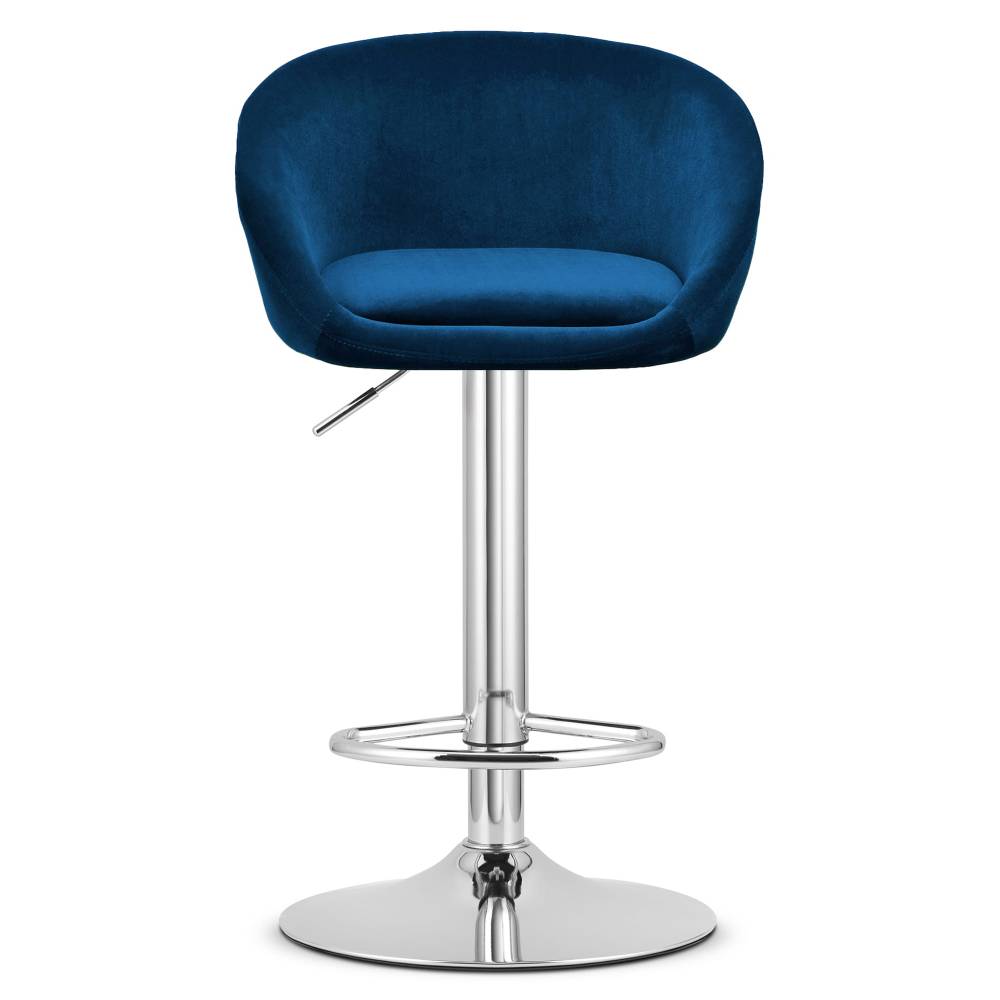 Scaun Bar Elitte Catifea Albastru, Baza Cromata - imagine 3