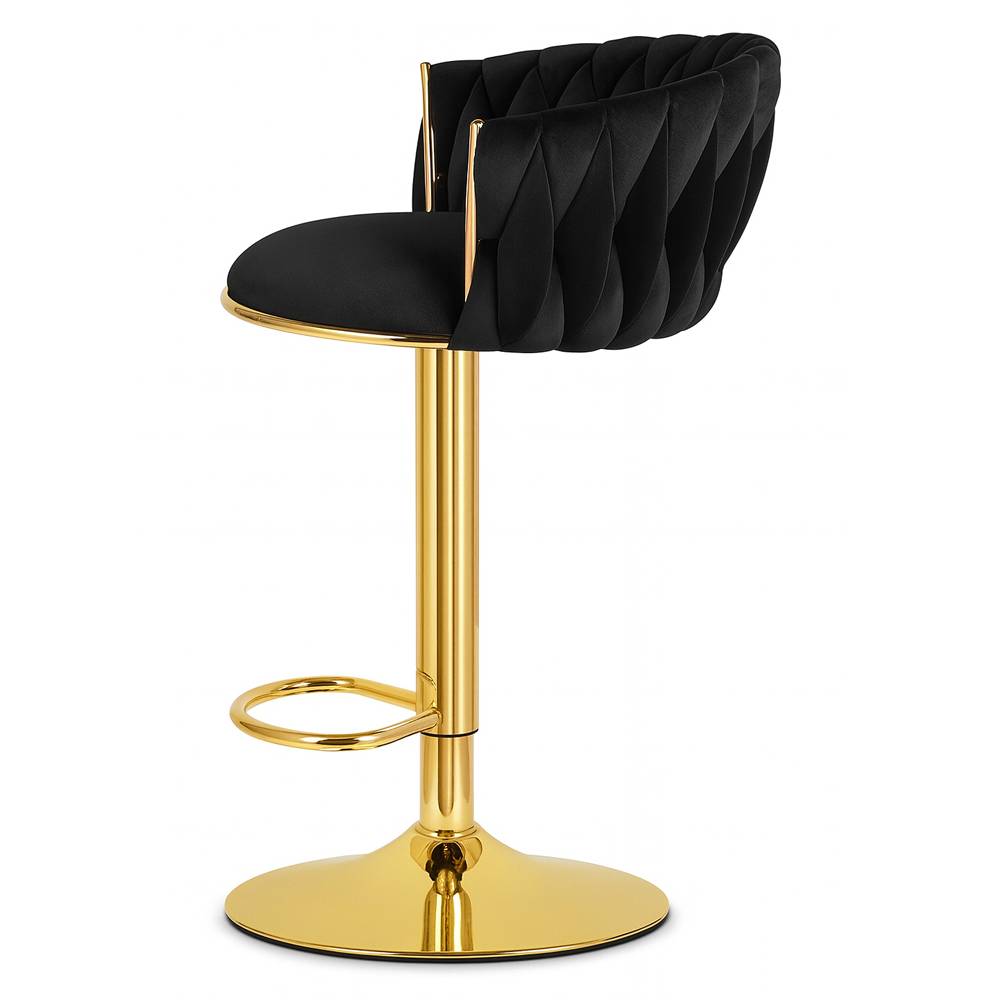 Scaun Bar Magnus Catifea Neagra, Baza Aurie - imagine 5
