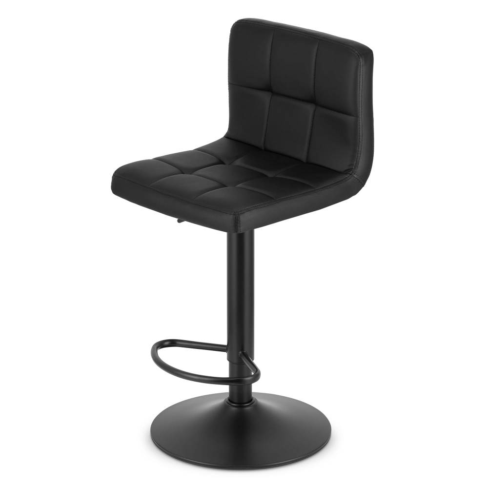 Scaun Bar Pramas Piele Ecologica Negru, Baza Neagra - imagine 4