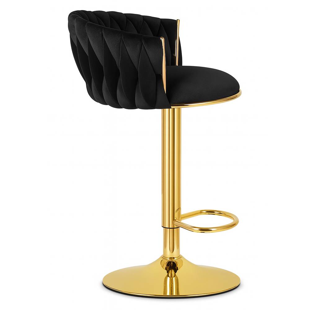 Scaun Bar Magnus Catifea Neagra, Baza Aurie - imagine 7