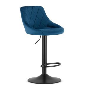 Scaun Bar Kona Baza Neagra , Catifea Albastra