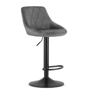 Scaun Bar Kona Baza Neagra , Catifea Gri