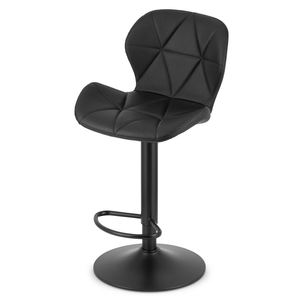 Scaun Bar Kross Piele Ecologica Negru, Baza Neagra - imagine 2