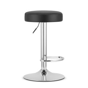 Scaun Bar Roffas Piele Ecologica Negru, Baza Crom