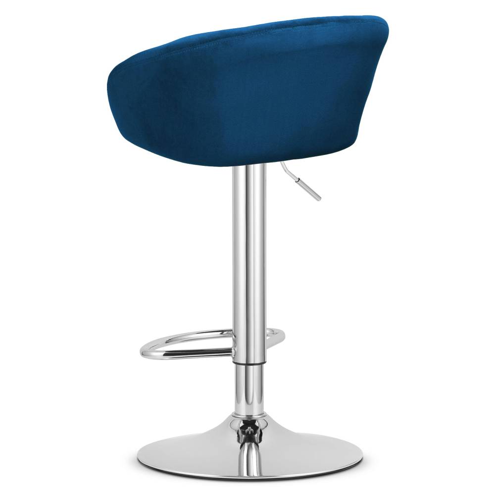 Scaun Bar Elitte Catifea Albastru, Baza Cromata - imagine 5