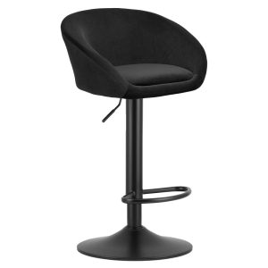 Scaun Bar Elitte Catifea Negru, Baza Neagra