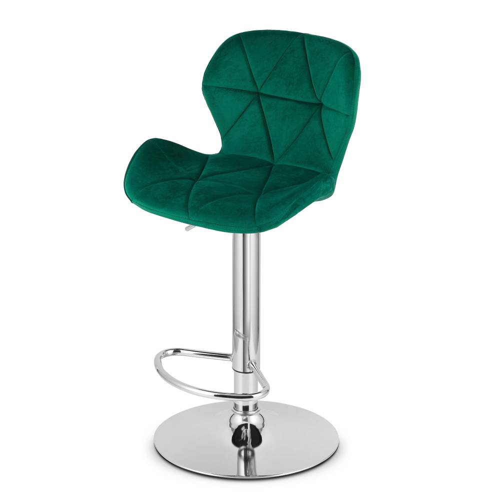 Scaun Bar Kross Catifea Verde, Baza Cromata - imagine 4