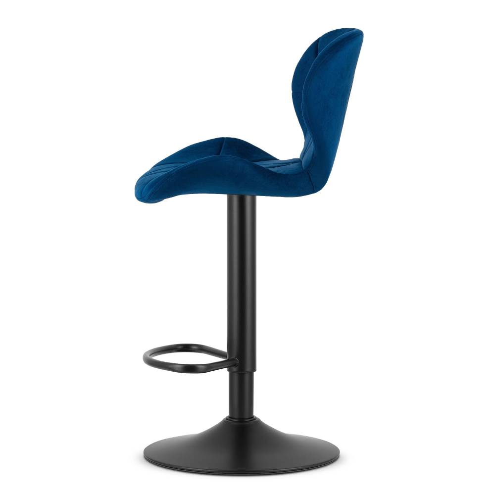 Scaun Bar Kross Catifea Albastru, Baza Neagra - imagine 5