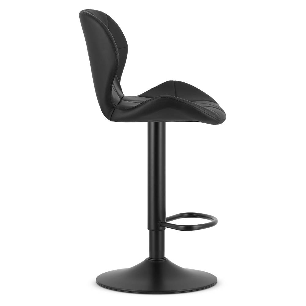 Scaun Bar Kross Piele Ecologica Negru, Baza Neagra - imagine 6