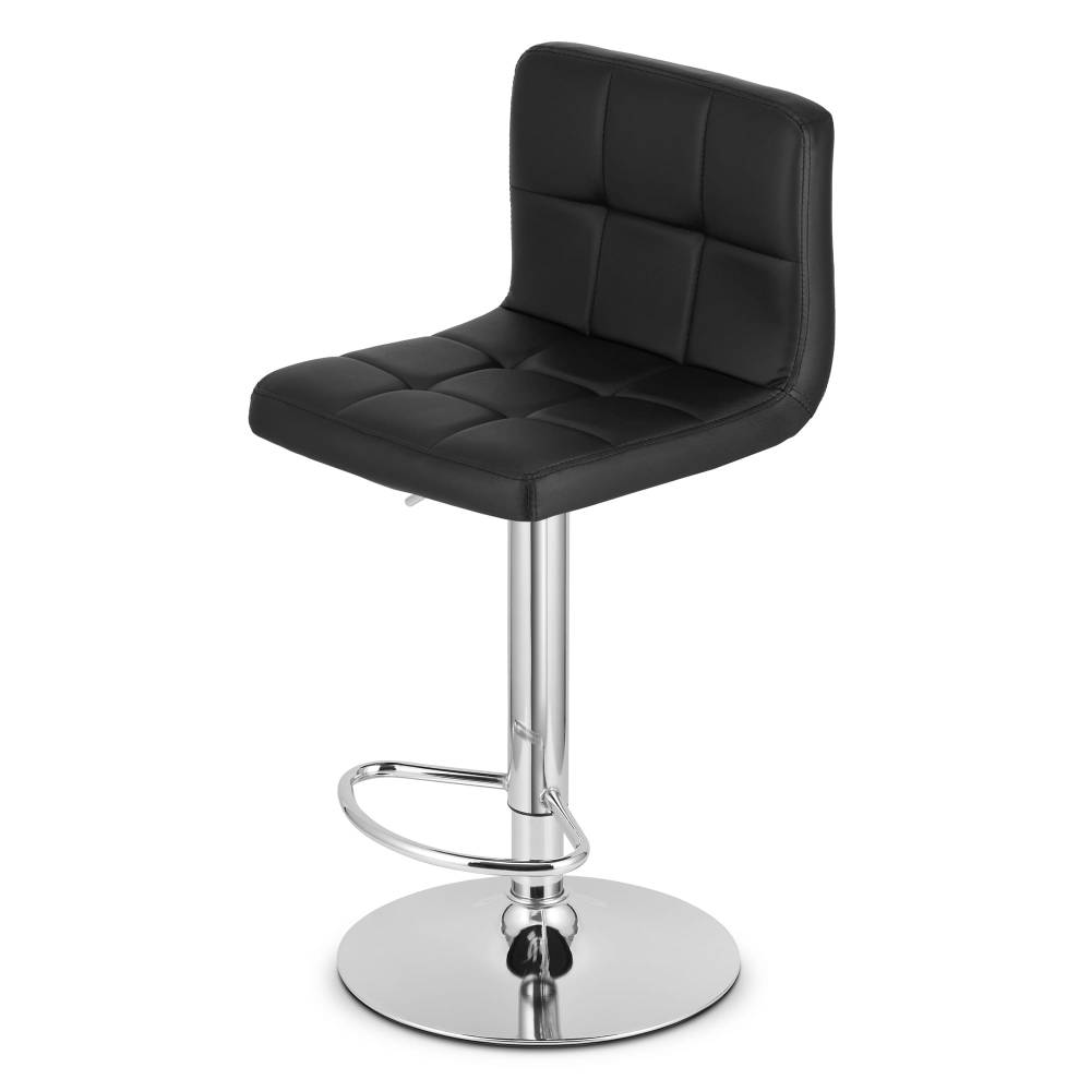Scaun Bar Pramas Piele Ecologica Negru, Baza Cromata - imagine 2