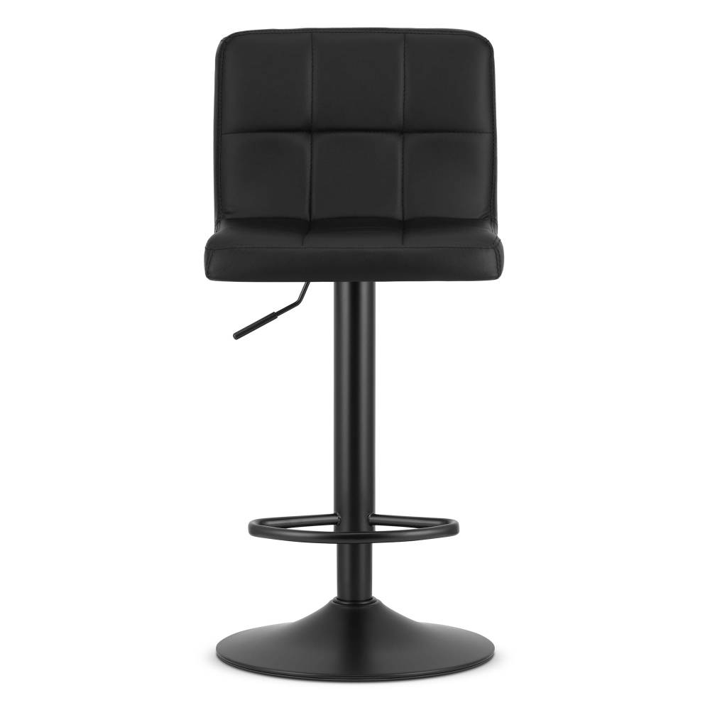 Scaun Bar Pramas Piele Ecologica Negru, Baza Neagra - imagine 5