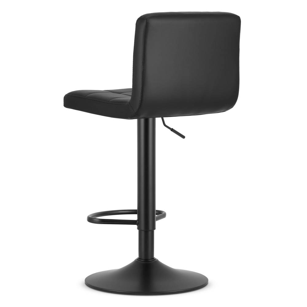 Scaun Bar Pramas Piele Ecologica Negru, Baza Neagra - imagine 2