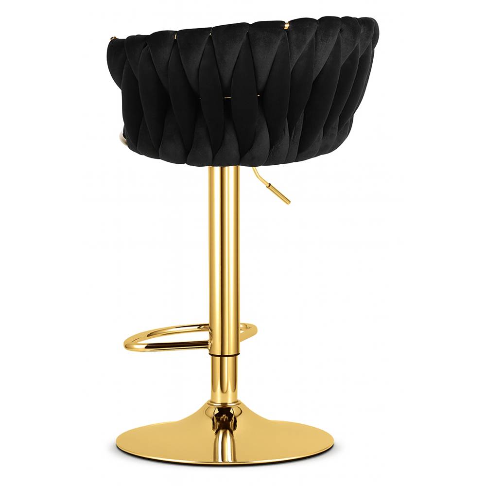 Scaun Bar Magnus Catifea Neagra, Baza Aurie - imagine 6