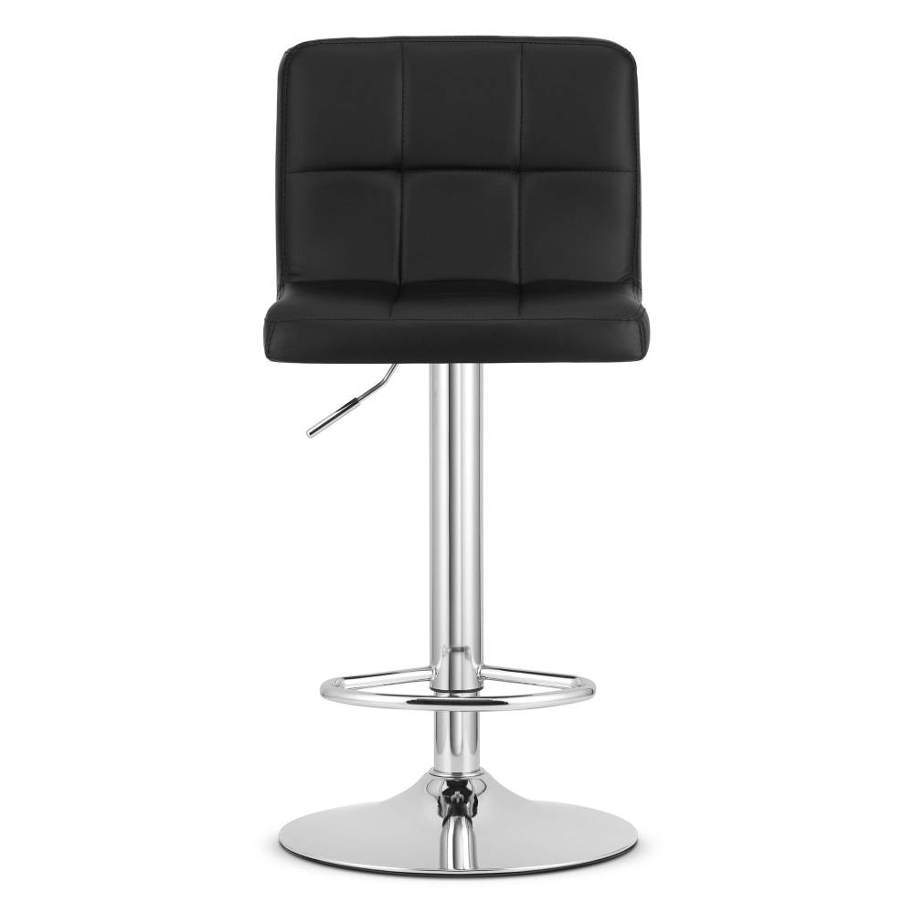 Scaun Bar Pramas Piele Ecologica Negru, Baza Cromata - imagine 5