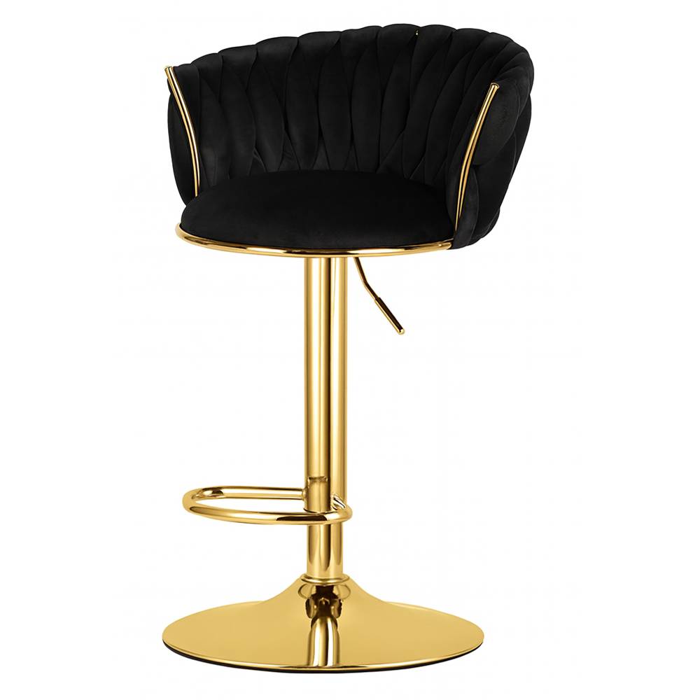Scaun Bar Magnus Catifea Neagra, Baza Aurie - imagine 4