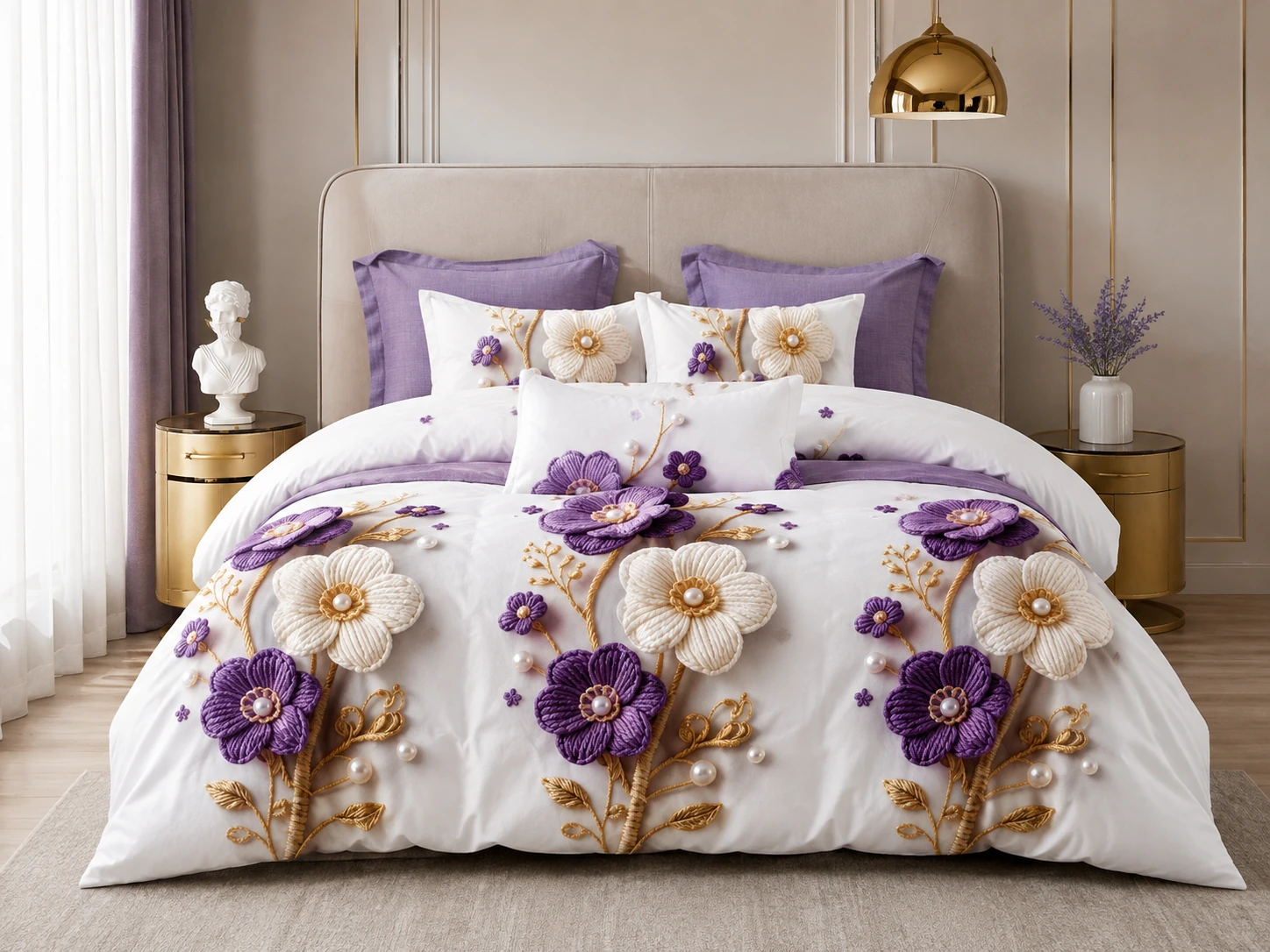 Lenjerie Finet 6 piese cu husă de pat pentru saltea de 160×200 și 180×200 nr 113